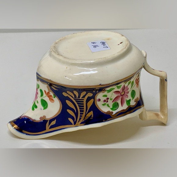 19th Century Gaudy Welsh Columbine Pattern Hand Painted Gravy Boat Creamer Jug - Picture 11 of 16